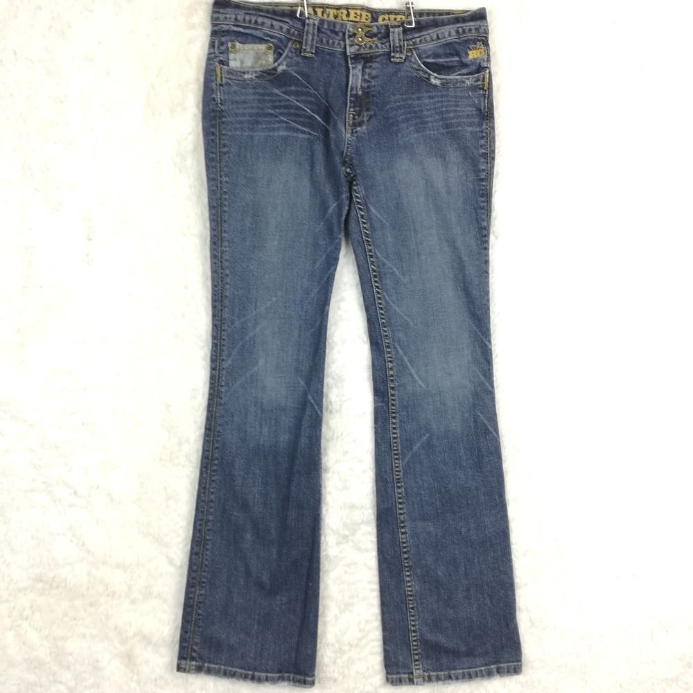 Realtree Girl Womens Jeans Boot Cut Blue Denim Low Rise Whiskering Embroidery 10